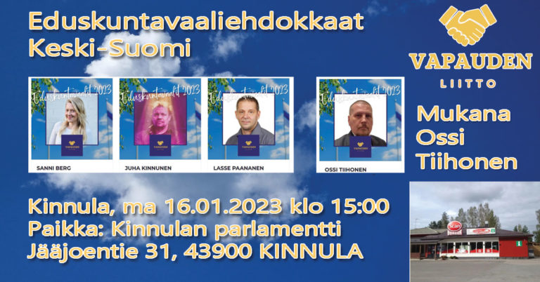 Keski-Suomen eduskuntavaaliehdokkaat Kinnulassa 16.01.2023