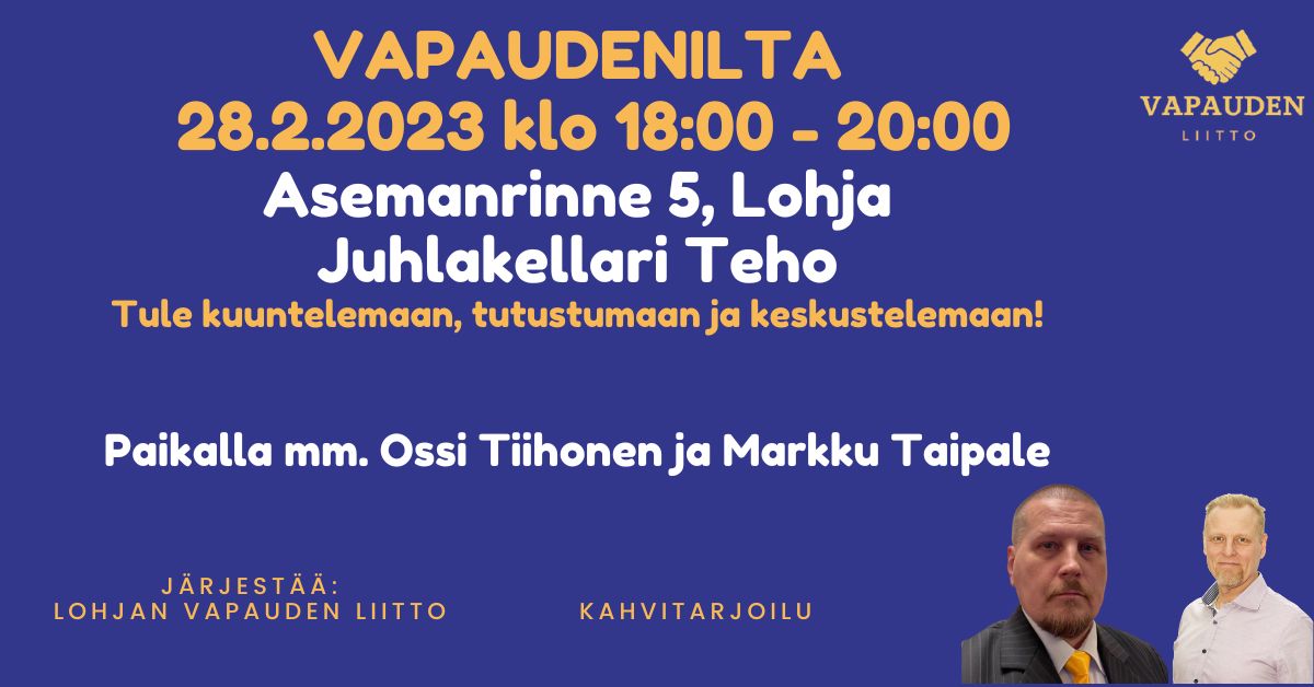 Vapaudenilta Lohjalla | Vapauden Liitto R.p.