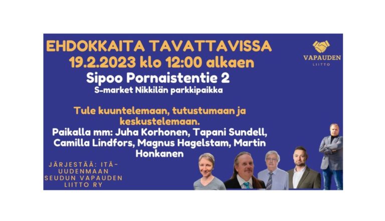 Ehdokkaita tavattavissa 19.2. klo 12:00 / Sipoo