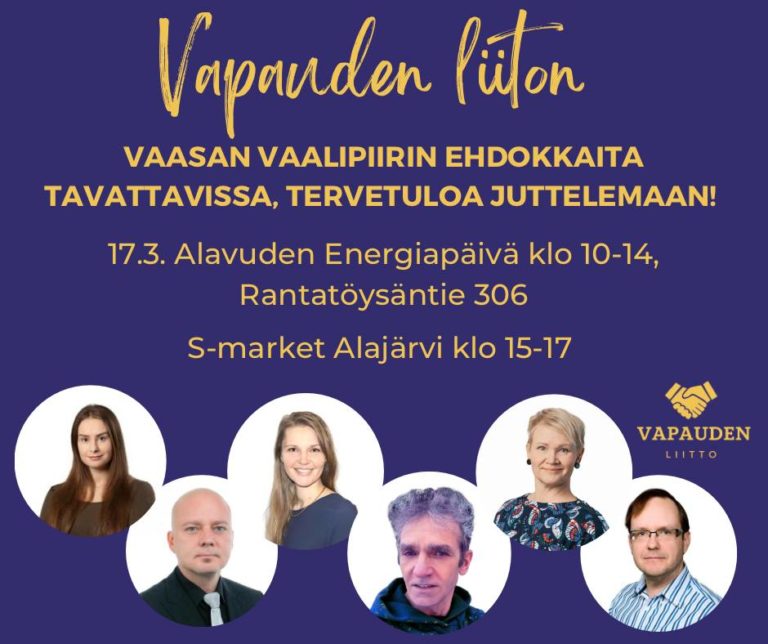 Ehdokkaita tavattavissa 17.3. Alajärvi 10:00 – 17:00, Alavus / Alajärvi