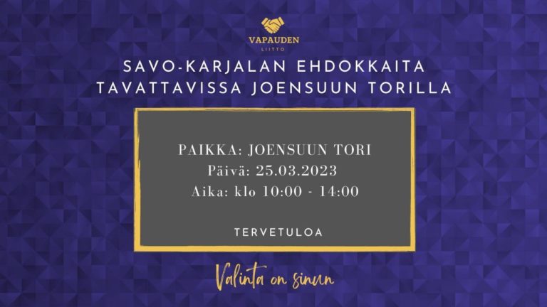 Savo-Karjalan ehdokkaita tavattavissa 25.3.2023 Joensuun torilla