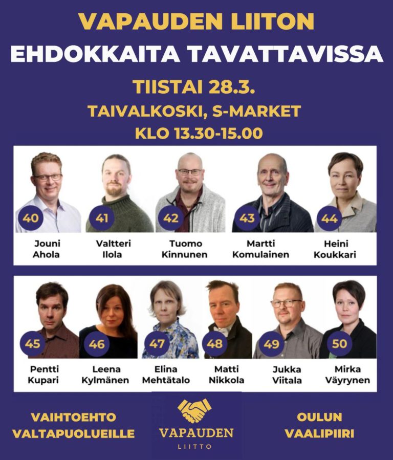 Oulun vaalipiirin ehdokkaat kiertueella 28.3.-1.4.