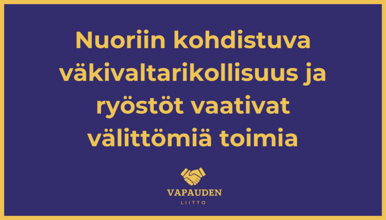 Nuoriin kohdistuva väkivaltarikollisuus ja ryöstöt vaativat välittömiä toimia